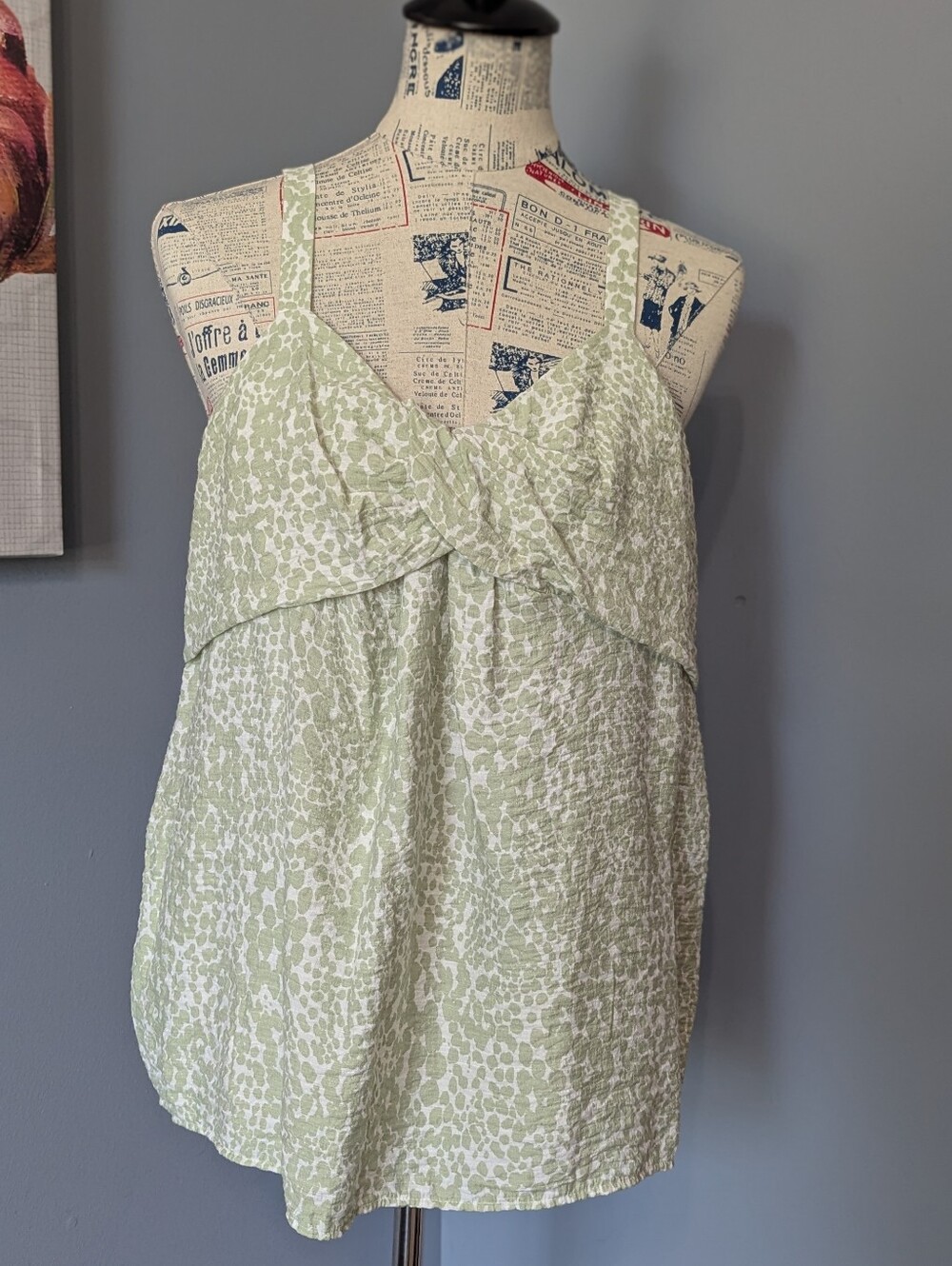 Simply Vera Vera Wang Light Green Printed Twist-Front Camisole Tank